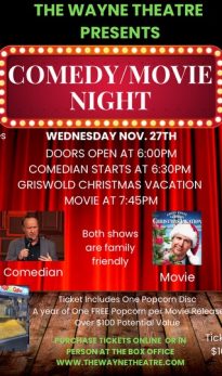 First Year Anniversary Comedy/Movie Live Comedian & National Lampoon’s Christmas Vacation